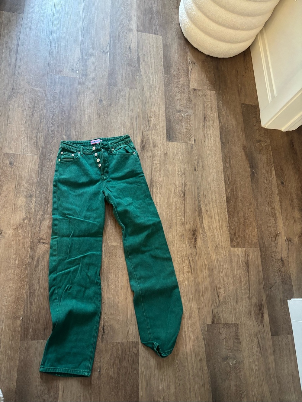 Edikted Emerald Green High-Rise Straight Leg Jeans